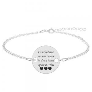 Bratara argint banut 16 mm - personalizata cu text